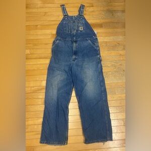 Carhartt Men's Blue Relaxed Thrashed Denim Overalls